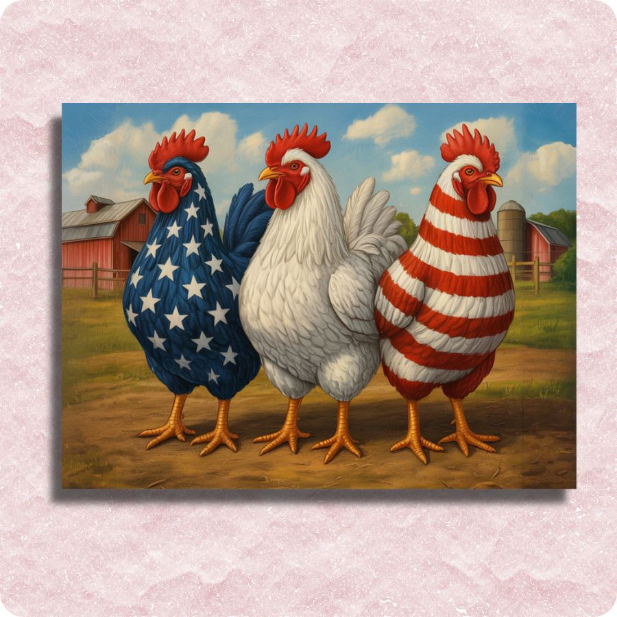 Patriotic Rooster Trio Canvas - Paint by numbers