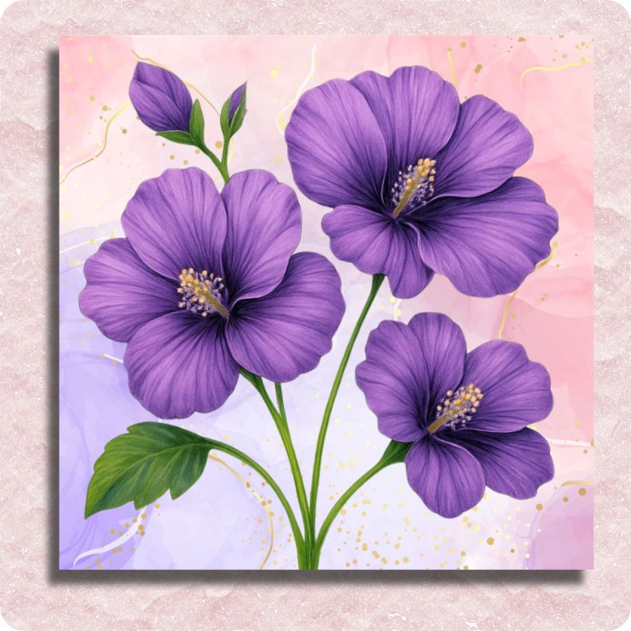 Violet Hibiscus Bloom Canvas - Paint by numbers