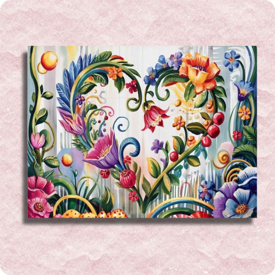Flower Heart Canvas - Paint by numbers