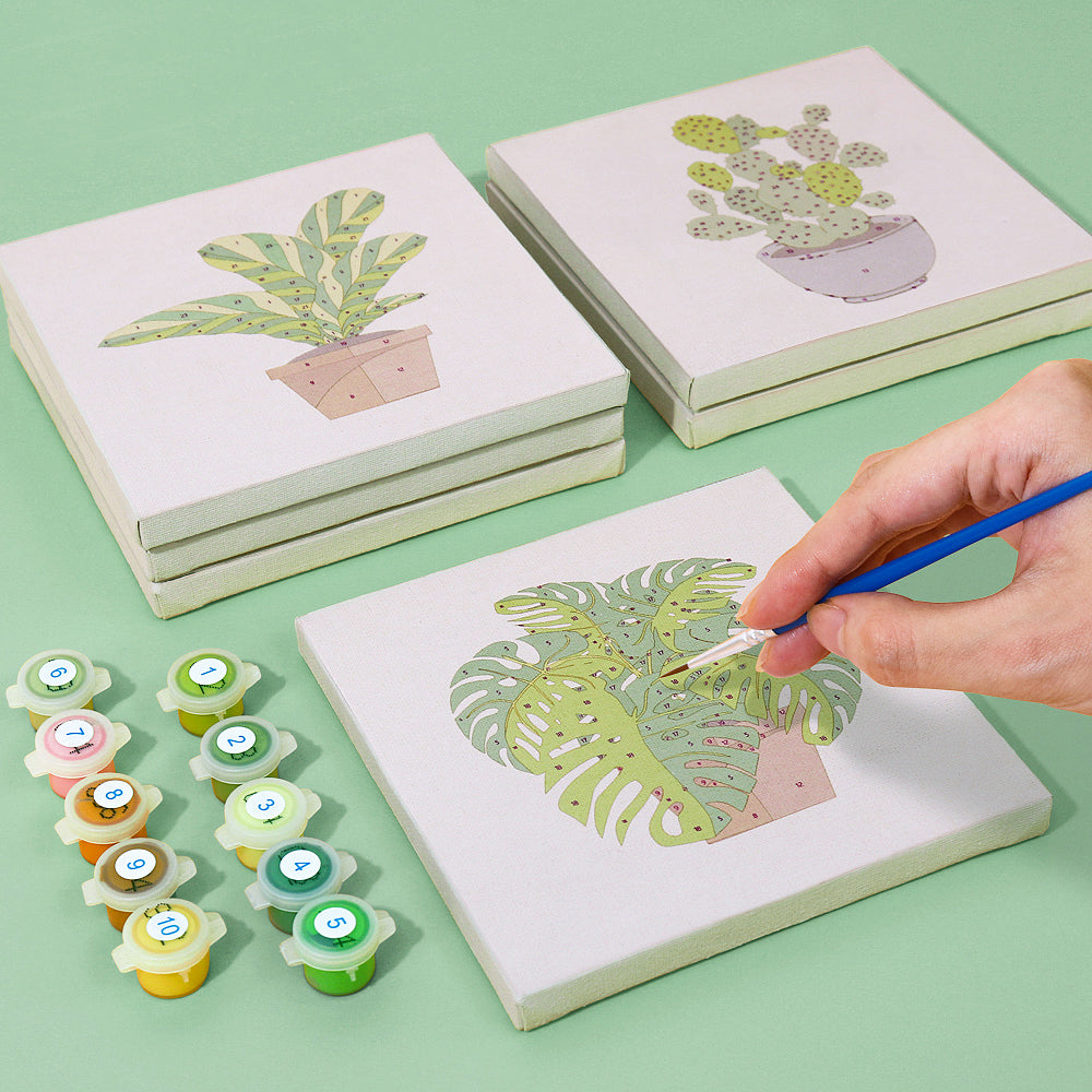 Houseplant - Mini paint by numbers kit - How to paint