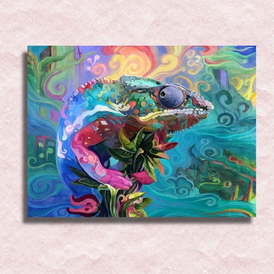 Swirling Chameleon Canvas - Paint by numbers