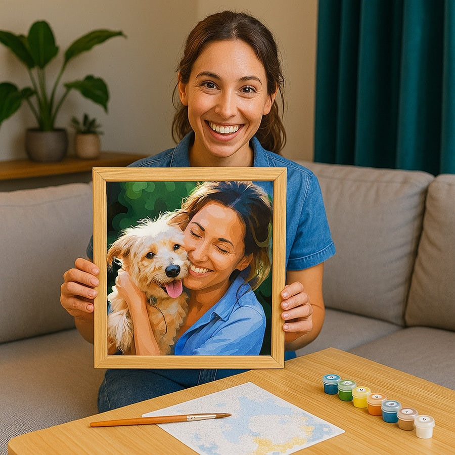 example of a finished painting of personalized paint by numbers kit