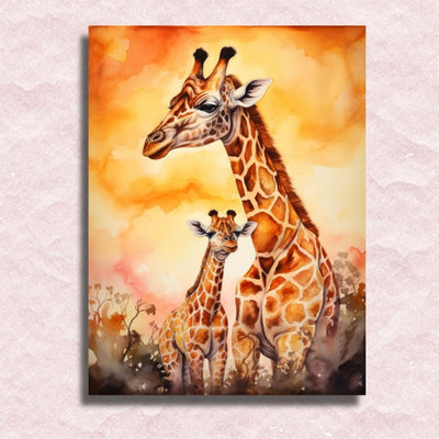 Giraffe and her Baby Canvas - Paint by numbers