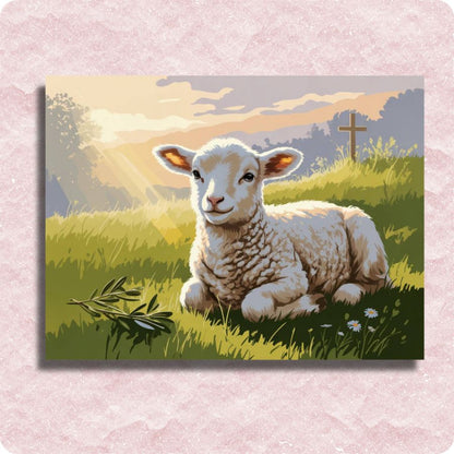 Lamb Beneath the Cross Canvas - Paint by numbers