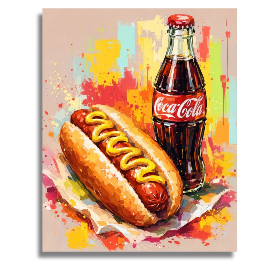 Retro Hot Dog Art - Paint by numbers