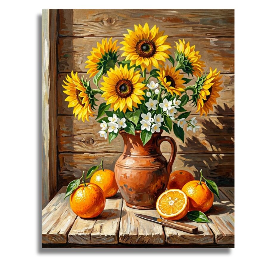 Rustic Sunflower Vase - Paint by numbers