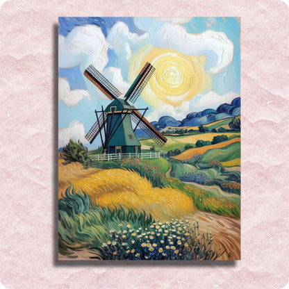 Windmill in the Fields Canvas - Paint by numbers