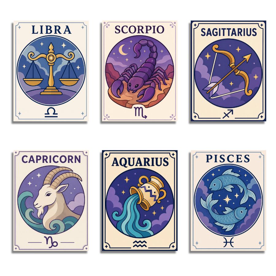 Zodiac - Autumn and Winter Signs 6 Pack Paint by Numbers - Paint by numbers