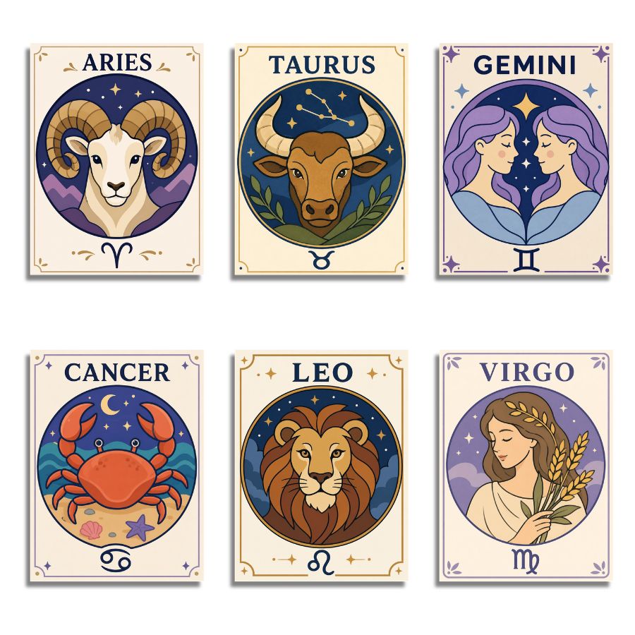 Zodiac - Spring and Summer Signs 6 Pack Paint by Numbers - Paint by numbers