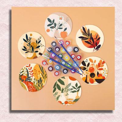 Floral Modern Art Coasters 6 Pack Paint by Numbers
