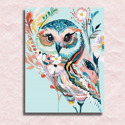 Flowery Folk Art Owl Canvas - Paint by numbers