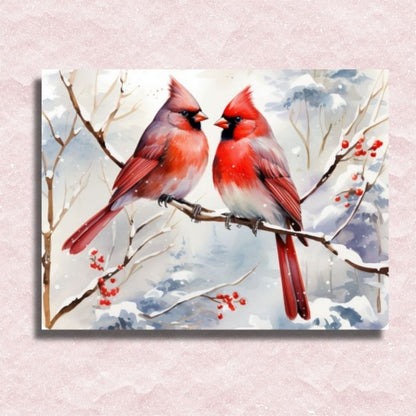 Frosty Cardinal Duet Canvas - Paint by numbers