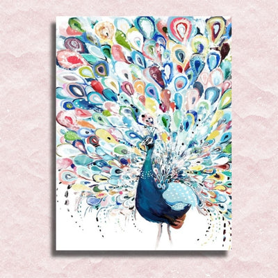 Gorgeous Watercolor Peacock Canvas - Paint by numbers