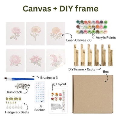 Timeless Fragrant Poetry 6 Pack Paint by Numbers - DIY frame