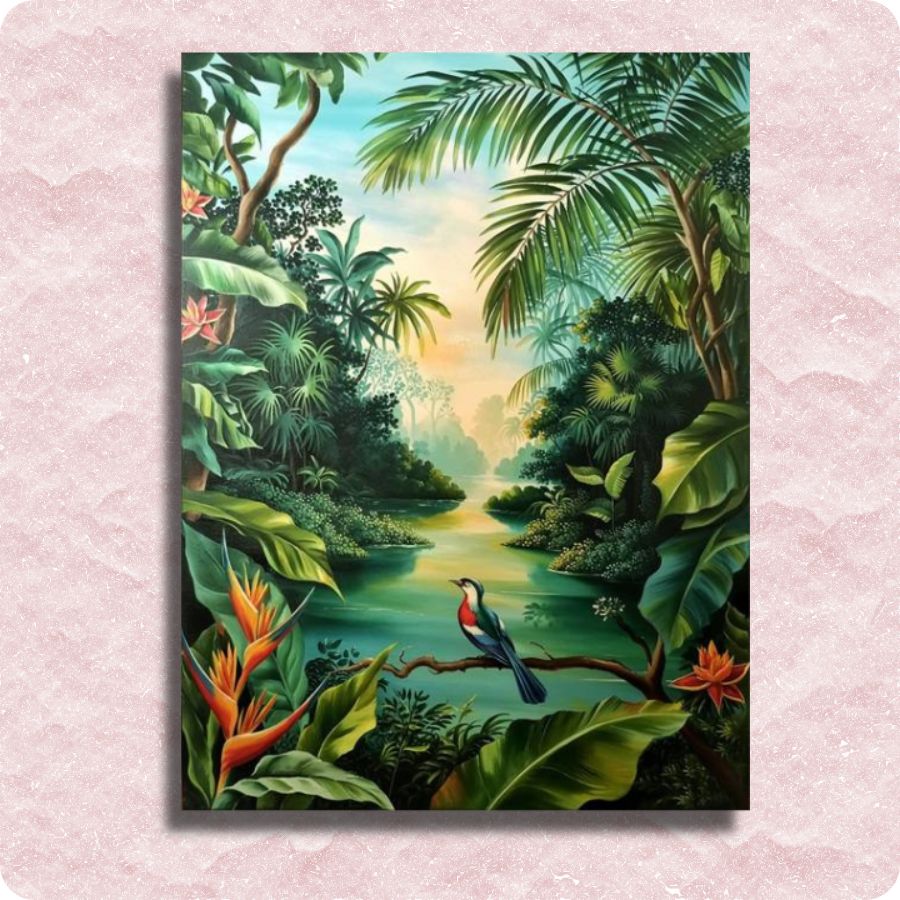 Tropical Forest Flowers Canvas - Paint by numbers